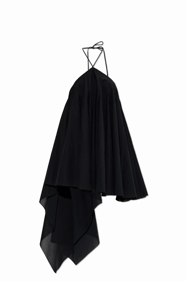 SCHWARZ Plissiertes Kleid mit asymmetrischem Schnitt