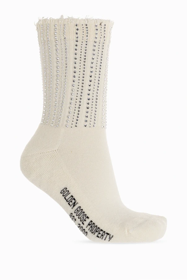 cream Socks with shimmering appliqués