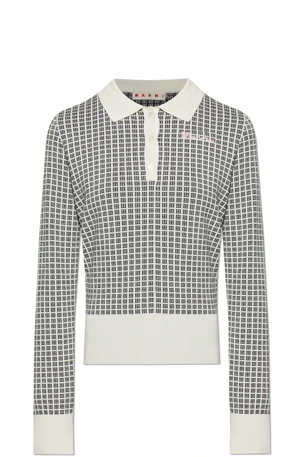 CZARNY Wełniany sweter polo