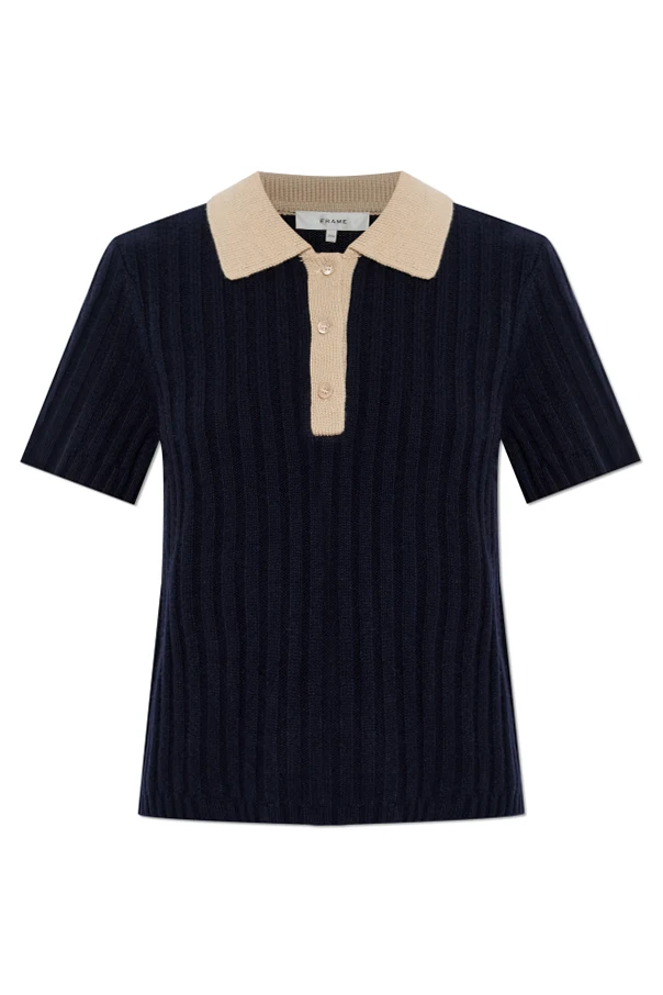 GRANATOWY Kaszmirowe polo