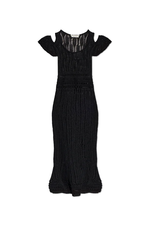 BLACK Transparent dress with decorative knit
