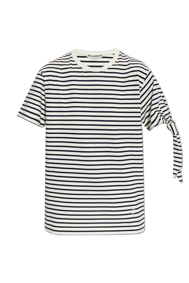 WHITE Striped pattern T-shirt