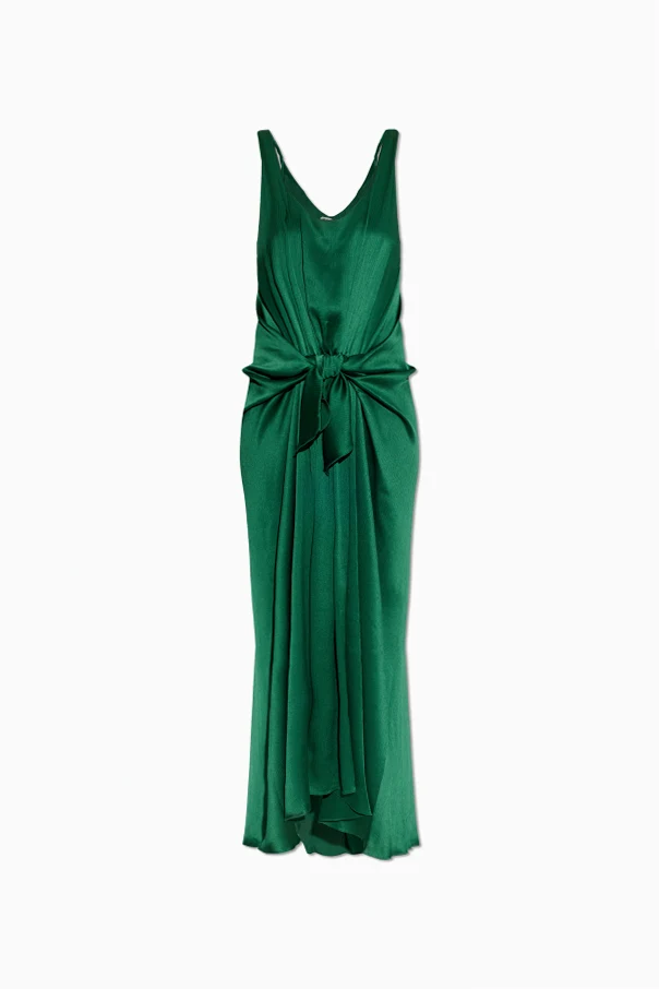 GRÜN Kleid mit dekorativer Taillenbindung