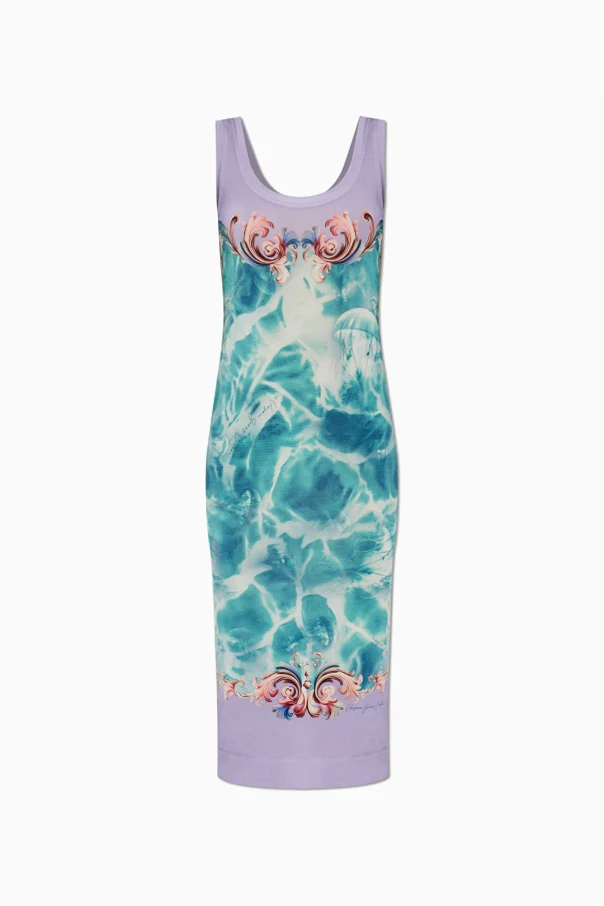 PURPLE Fitted spaghetti strap dress