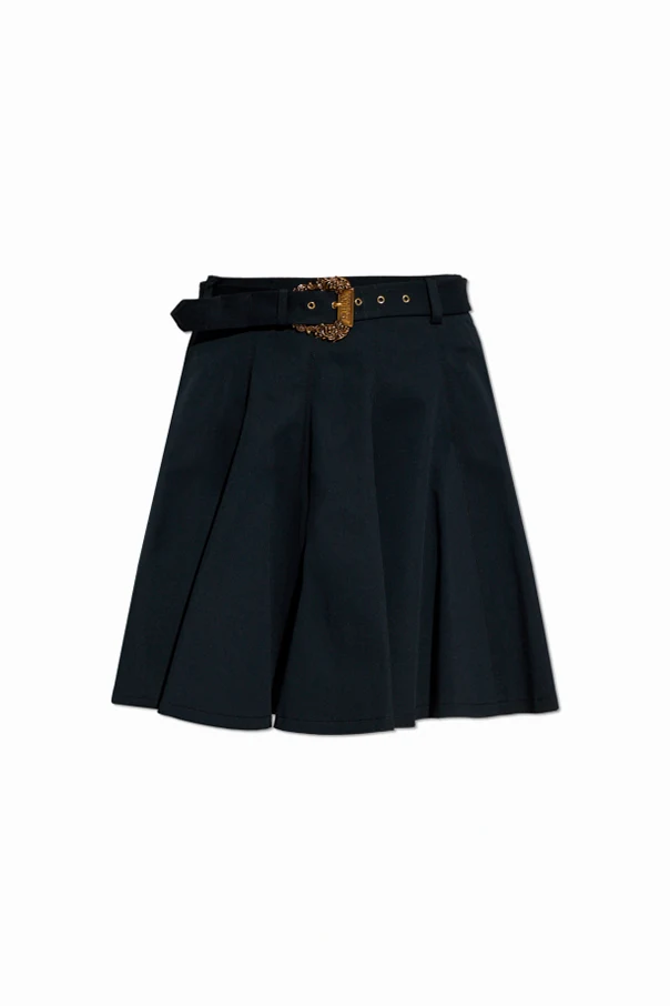 SCHWARZ Kurzer Rock mit Gürtel
