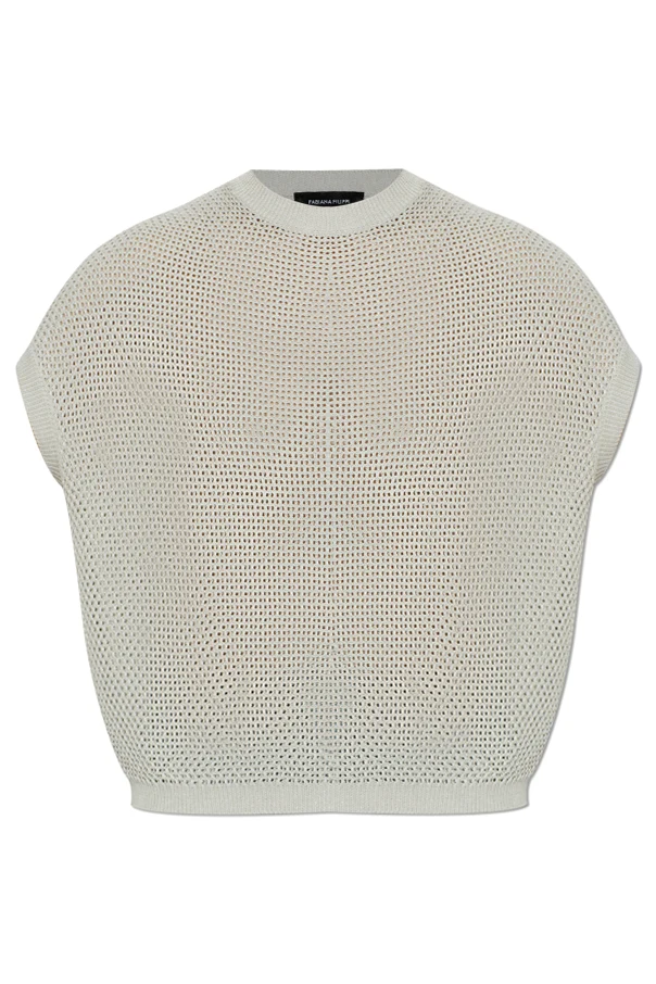 SZARY Top z połyskującymi cekinami na ramionach