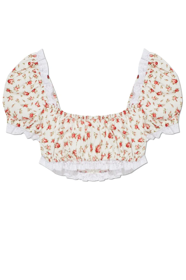 WEISS Kurzes Top mit Blumenmuster