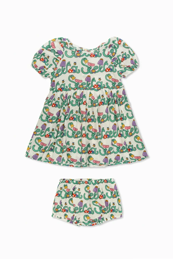 GREEN Floral motif dress