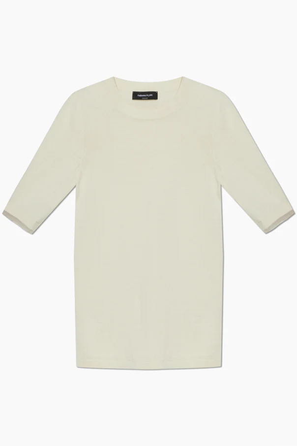 kremowy Top z lureksową nicią na rękawach