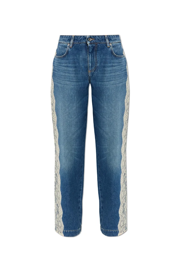 BLAU Jeans mit Spitzengalons
