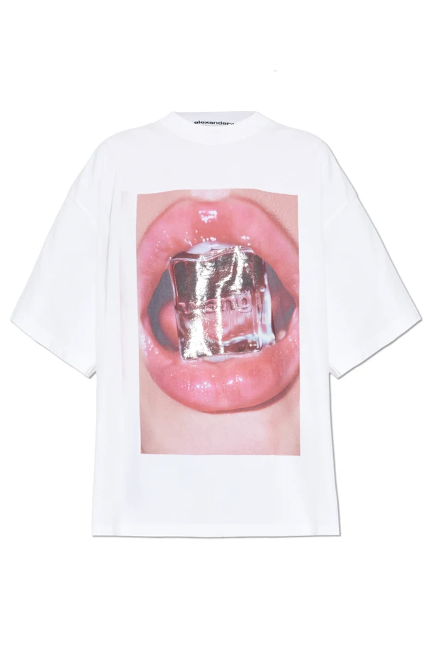 BIAŁY  T-shirt z nadrukiem typu ‘Oversize’