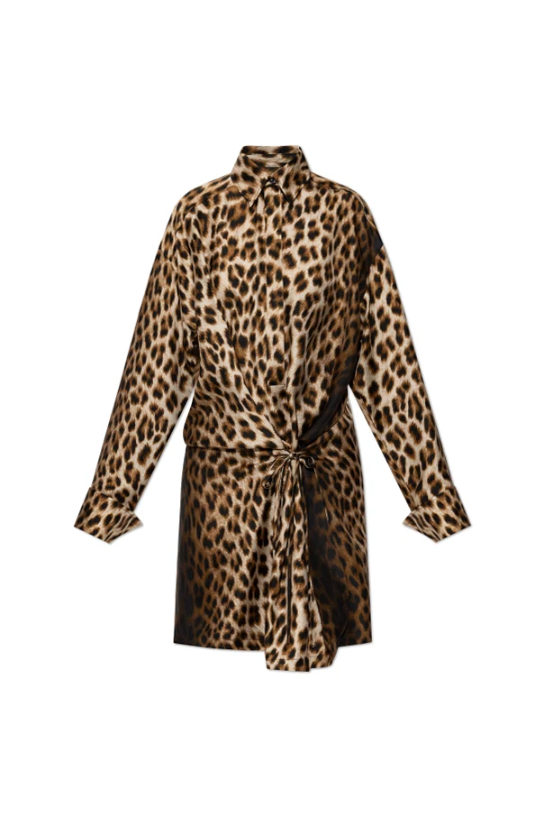 BRĄZOWY Jedwabna sukienka `Cinema`