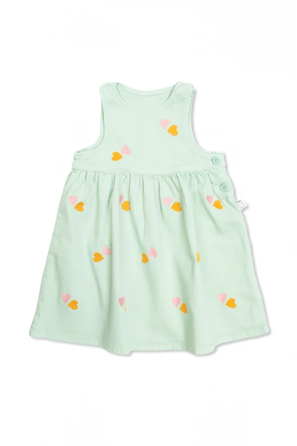 GREEN Dress with embroidered pattern