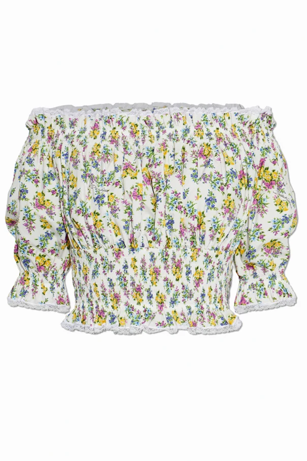 WEISS Top mit Blumenmuster