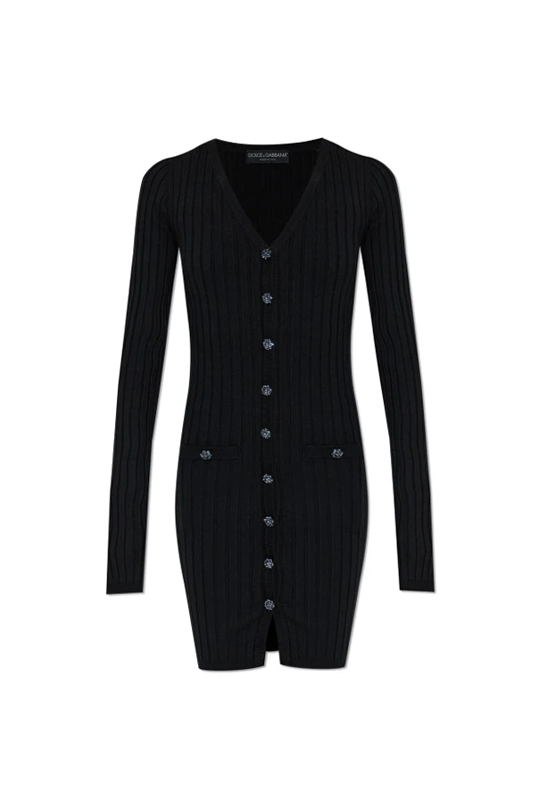 SCHWARZ Cardigan mit glänzenden Knöpfen