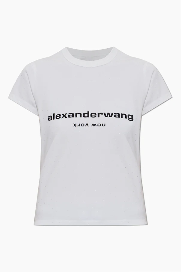 BIAŁY  T-shirt z połyskującymi aplikacjami