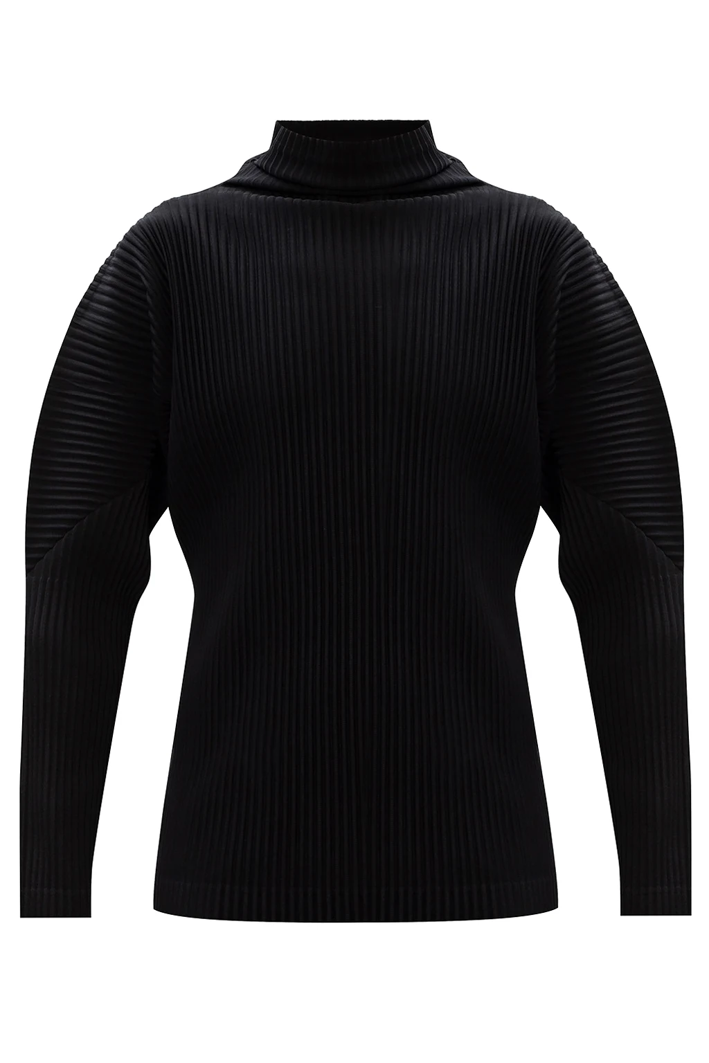 Pleated T-shirt with mock neck