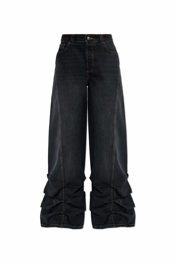 CZARNY Jeansy z szerokimi nogawkami