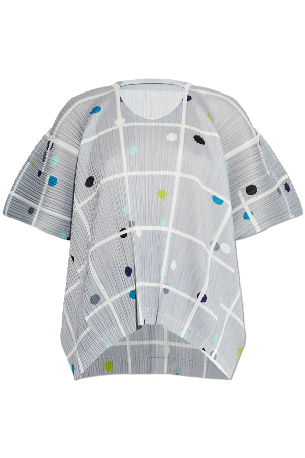SZARY Plisowany top z nadrukiem