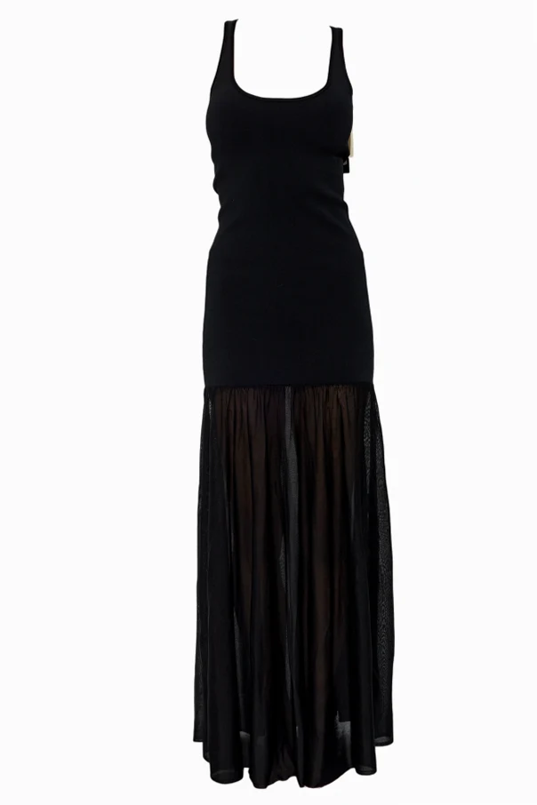 SCHWARZ Kleid aus kombinierten Materialien