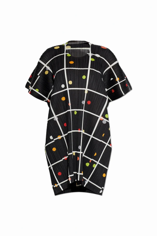 CZARNY Plisowana sukienka z nadrukiem