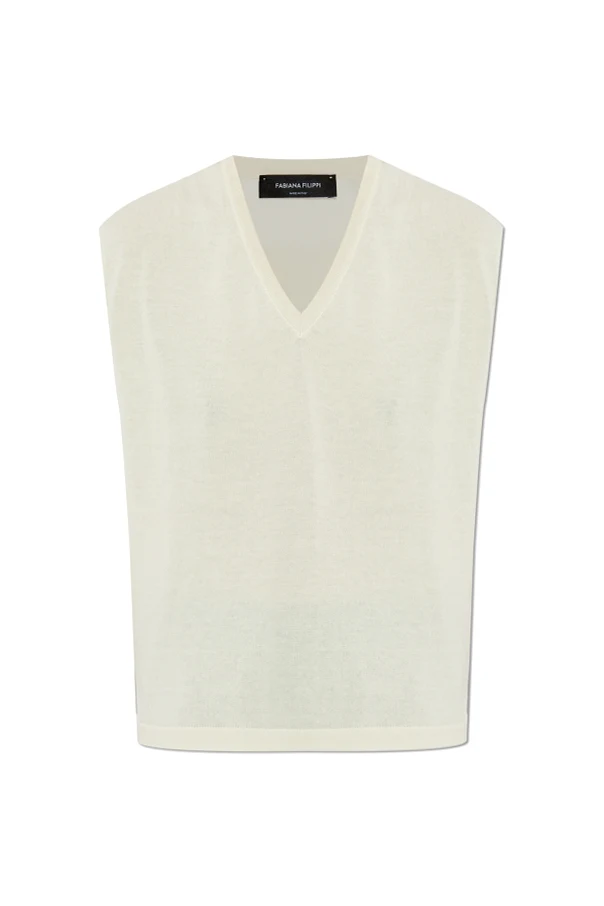 kremowy Top z lureksową nicią przy dekolcie