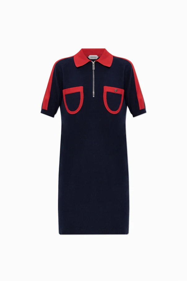 MARINEBLAU Kleid im ‚Polo‘-Stil