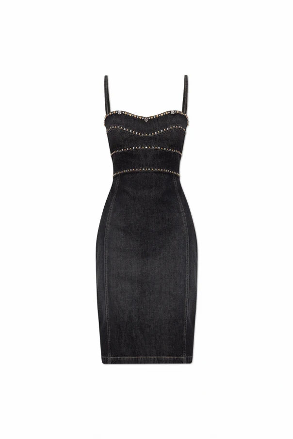 MARINEBLAU Jeanskleid mit glänzenden Applikationen