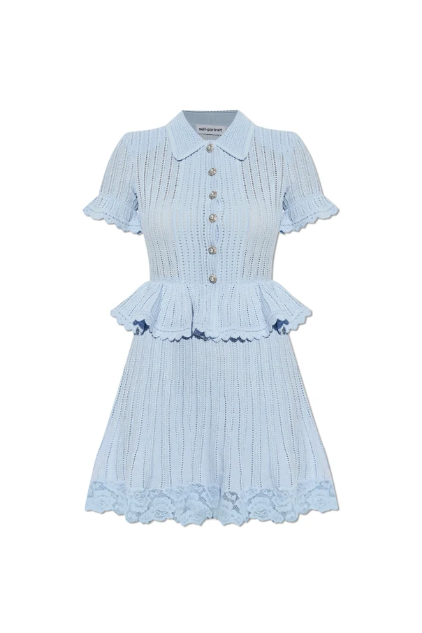 BLAU Kleid mit Knöpfen