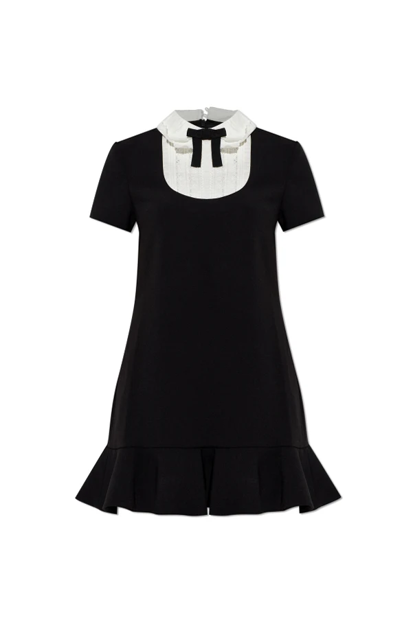 SCHWARZ Kleid mit Rüschen