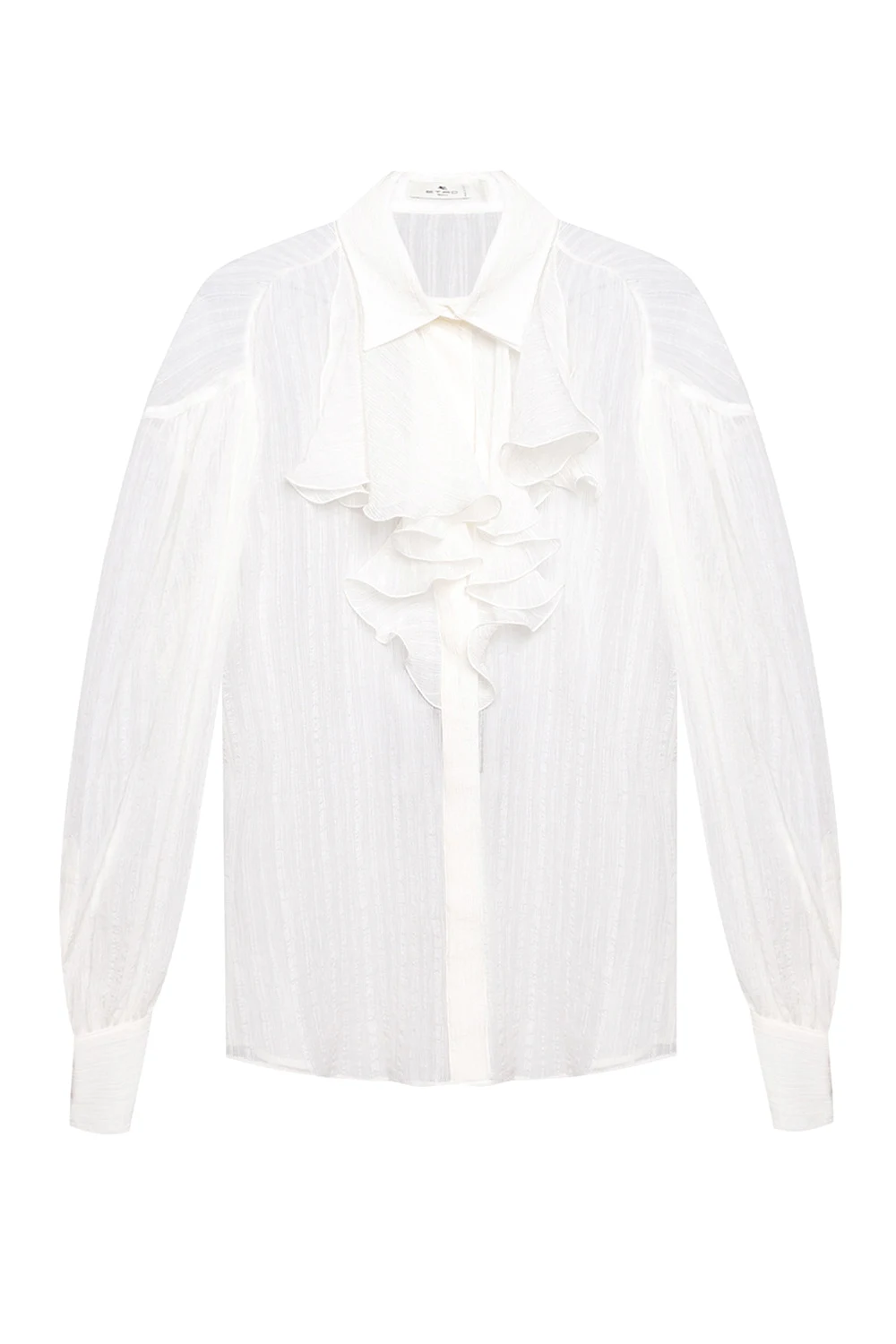 Sheer shirt with ruffle