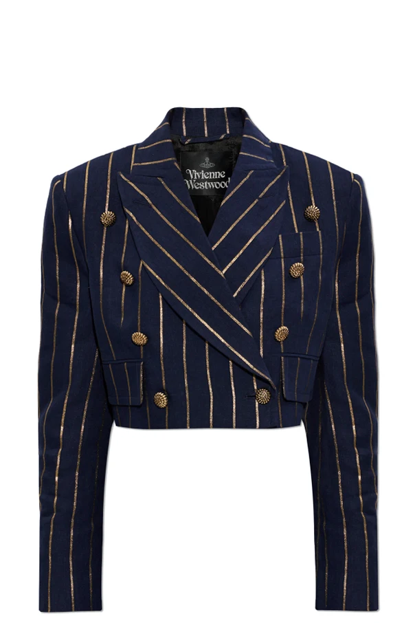 MARINEBLAU Doppelreihiges Leinen-Sakko