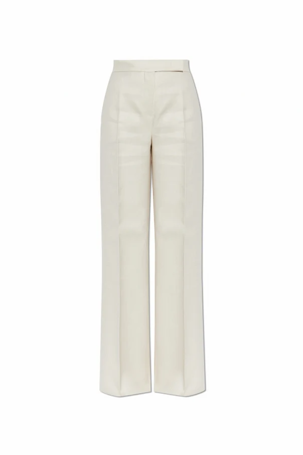 kremowy Lniane spodnie `Badesse`