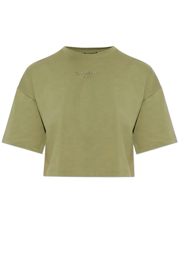 ZIELONY T-shirt z wyszytym logo
