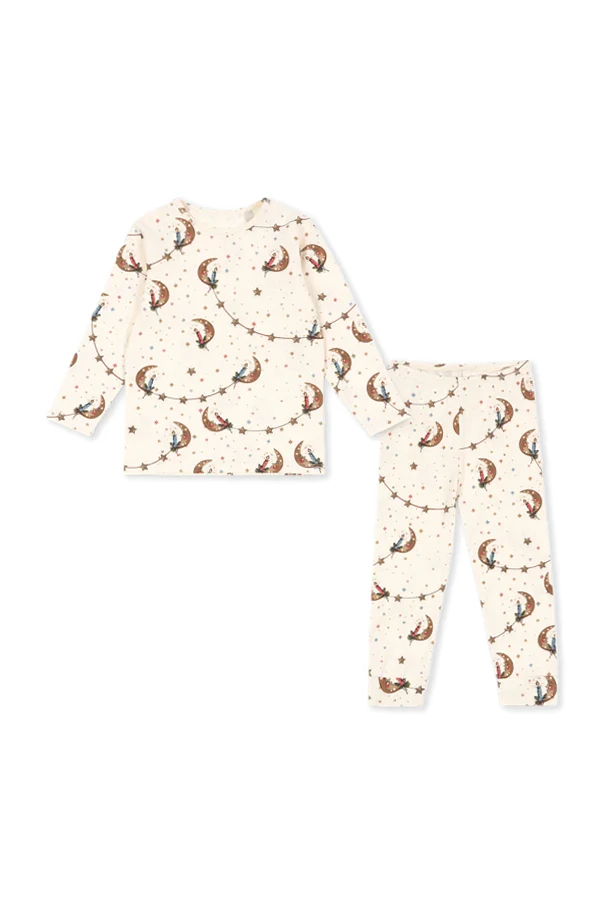 cream Two-piece pajama set with print