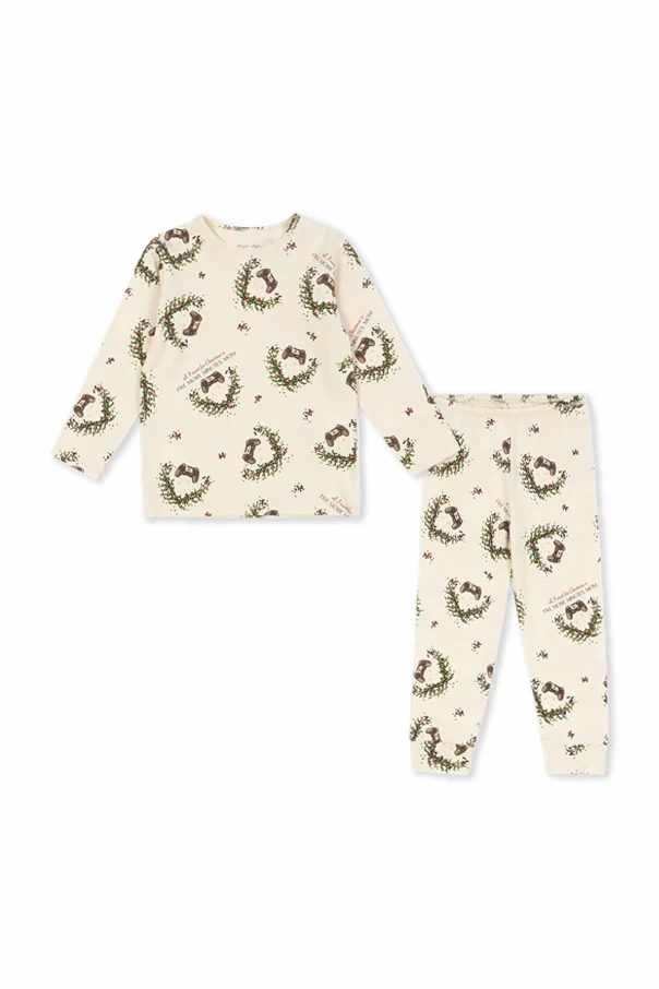 cream Two-piece pajamas with print
