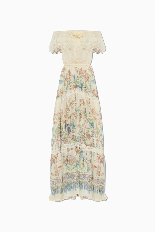 MEHRFARBIG Seidenkleid mit freien Schultern