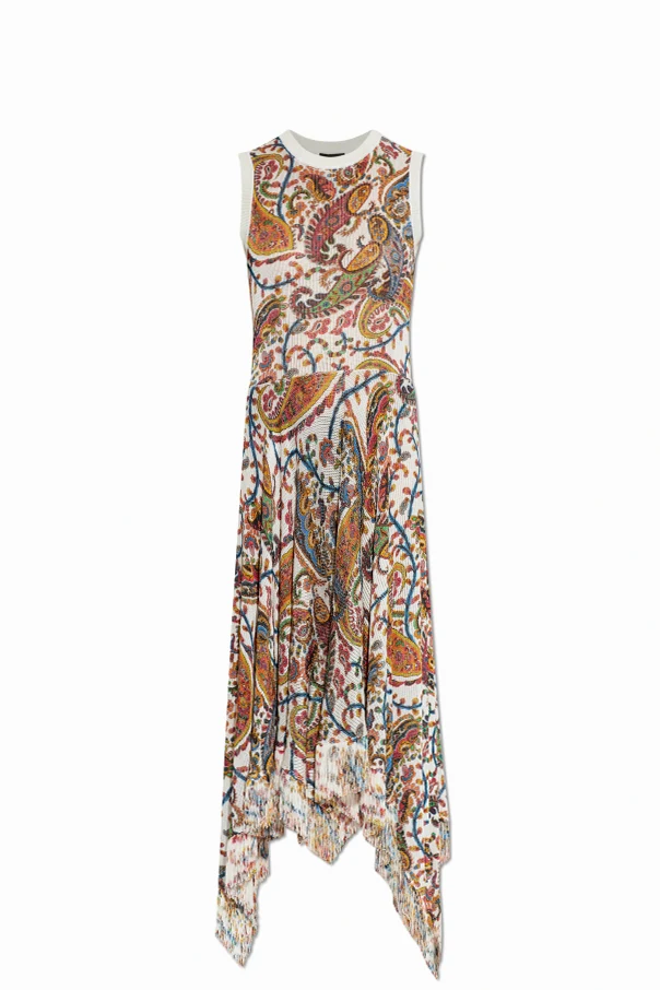 MEHRFARBIG Gemustertes Kleid mit rohem Saum