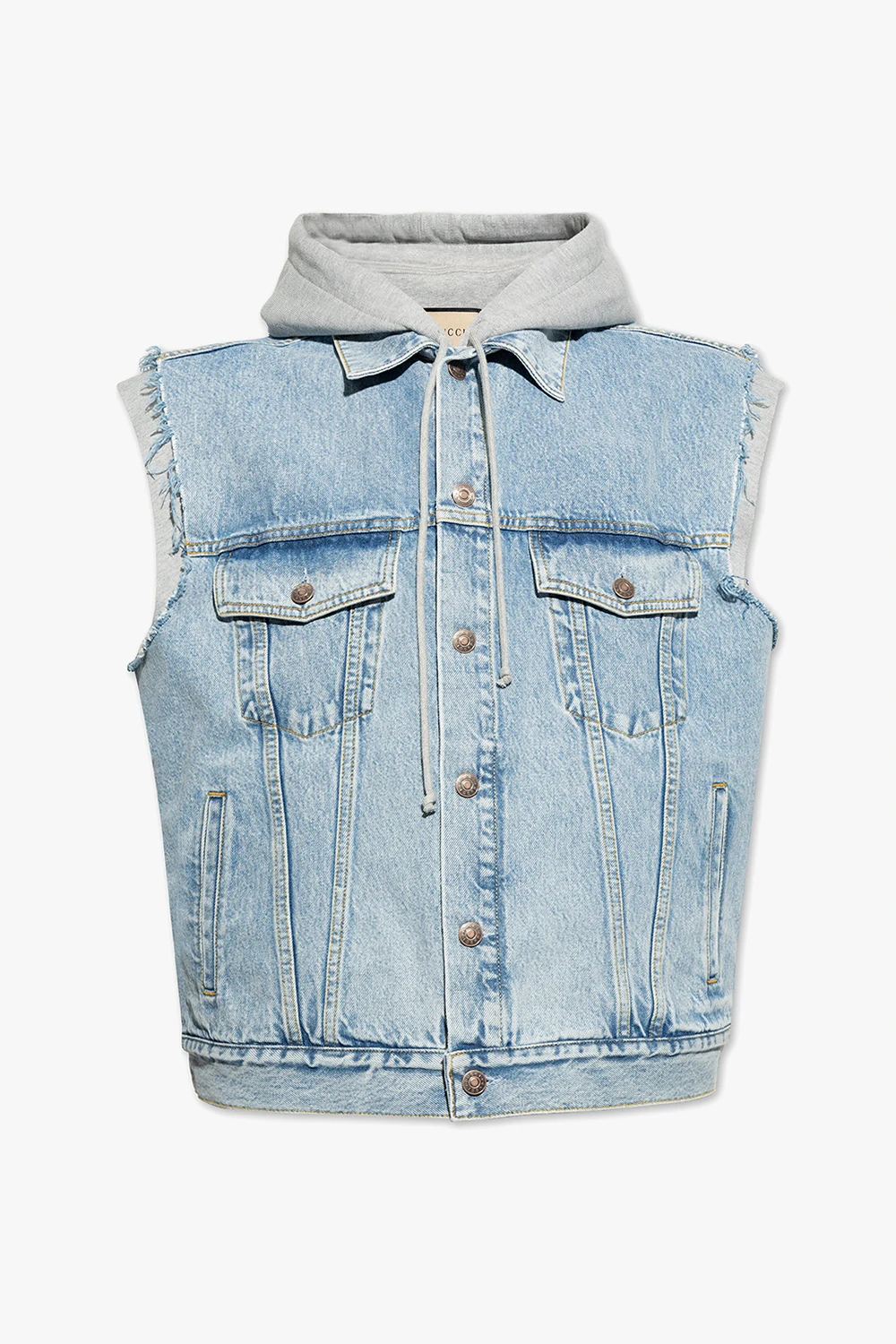 Hooded denim vest