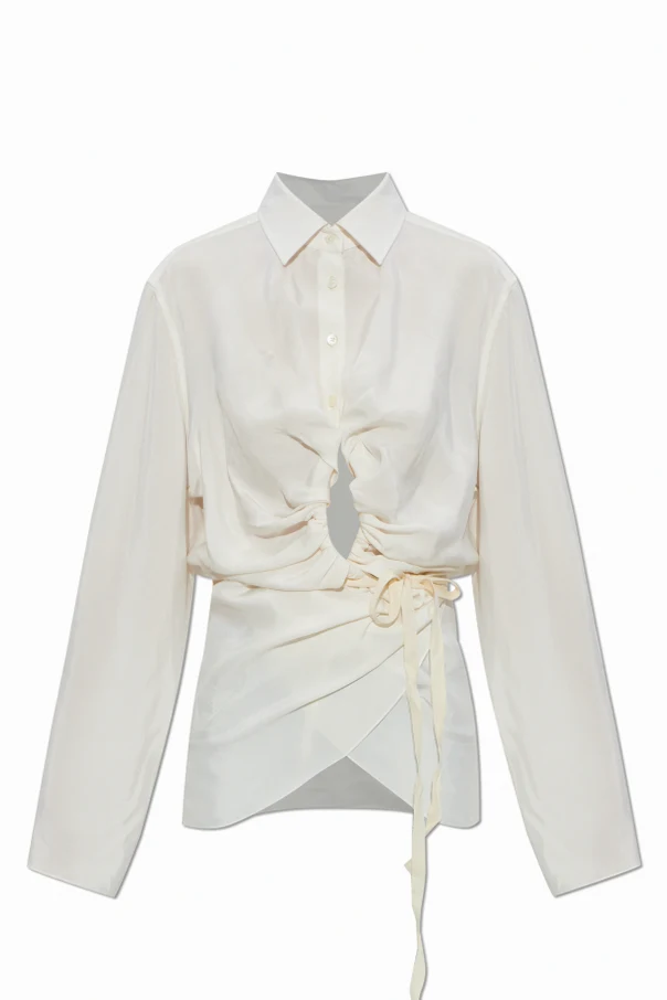 CREME Bluse mit drapiertem Vorderteil