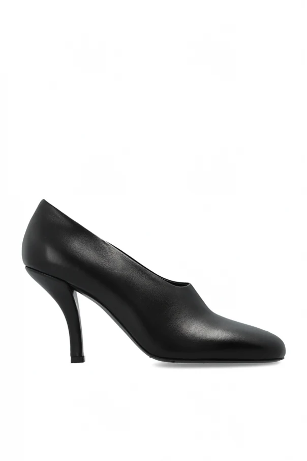 BLACK Leather heeled shoes