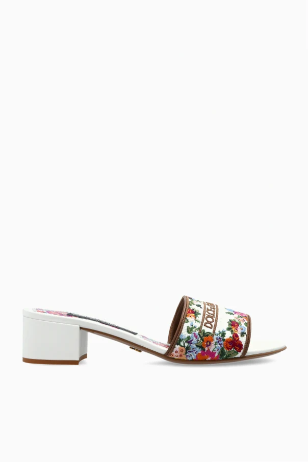 MULTICOLOUR Heeled slides with a floral motif