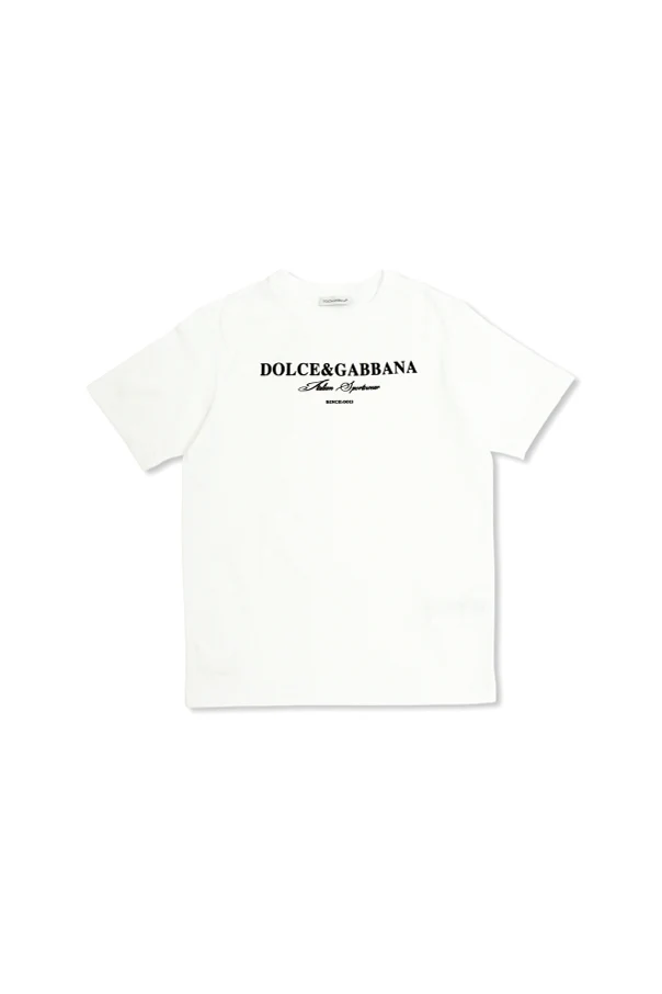 WHITE T-shirt with a logo and a velvet finish