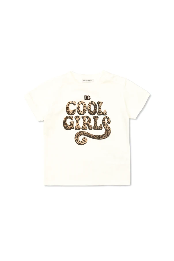 cream T-shirt with printed logo