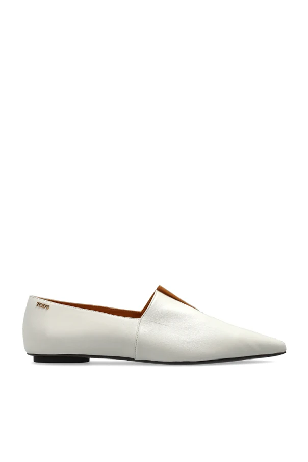 WHITE Pointed toe ballerina flats