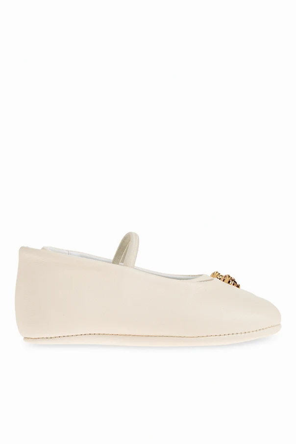 cream Leather ballet flats
