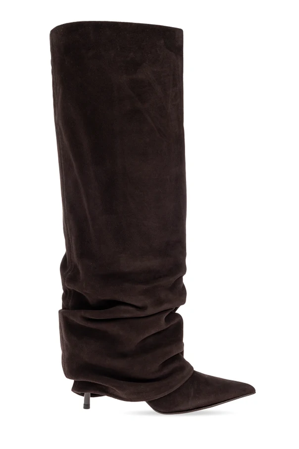 BRĄZOWY Kozaki na obcasie `Andy`