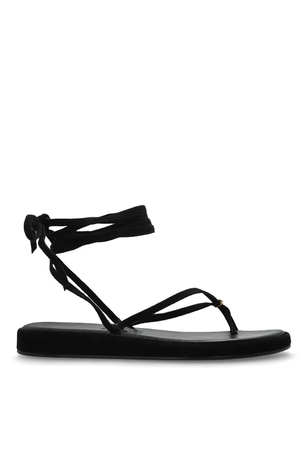 CZARNY Zamszowe sandały