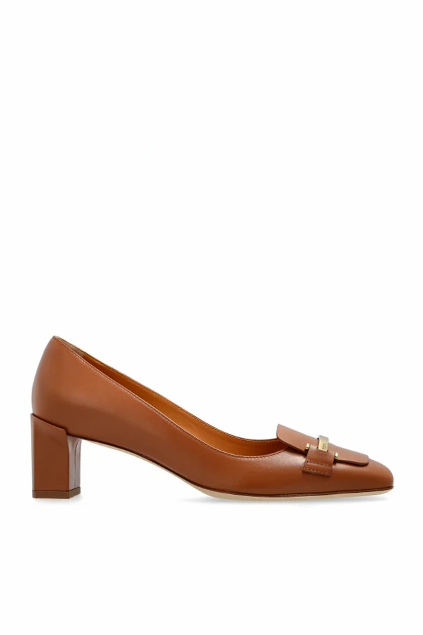 CZARNY Skórzane buty na obcasie