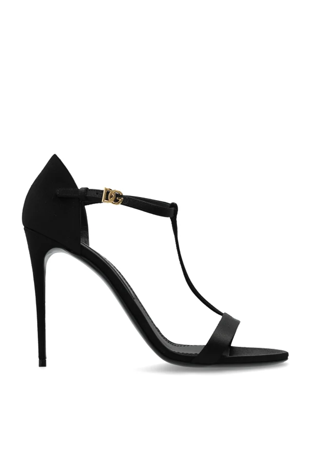 SCHWARZ Satin-Sandalen mit Absatz